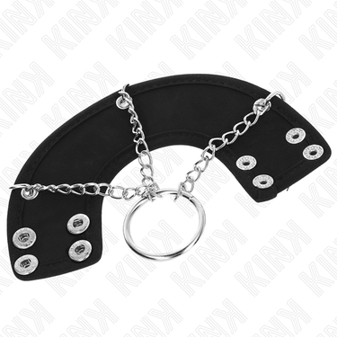 Anello pene in metallo con catena e cintura in pelle, controllo intenso